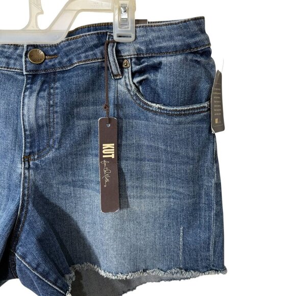 Kut From The Kloth Gidget Frey Hem Denim Shorts Womens Size 16 Medium Wash - Picture 2 of 7